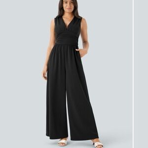 HALARA Black V-Neck Jumpsuit